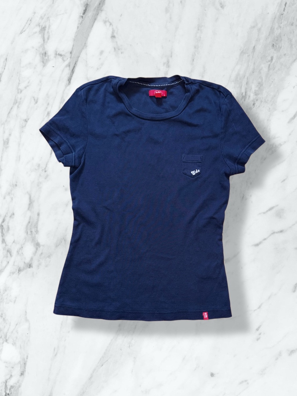 100% Cotton | EDC Women’s Navy Crew Neck Baby T-Shirt